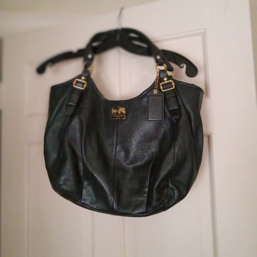 Coach Black pebble leather hobo bag, large professional bag